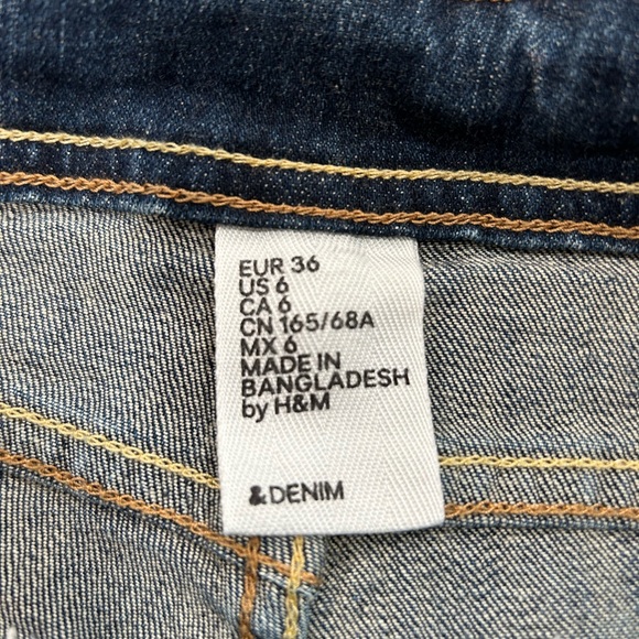 H&M Women’s Stretch Distressed Cuffed Jean Shorts Size 6 With Button Pockets - Picture 3 of 6